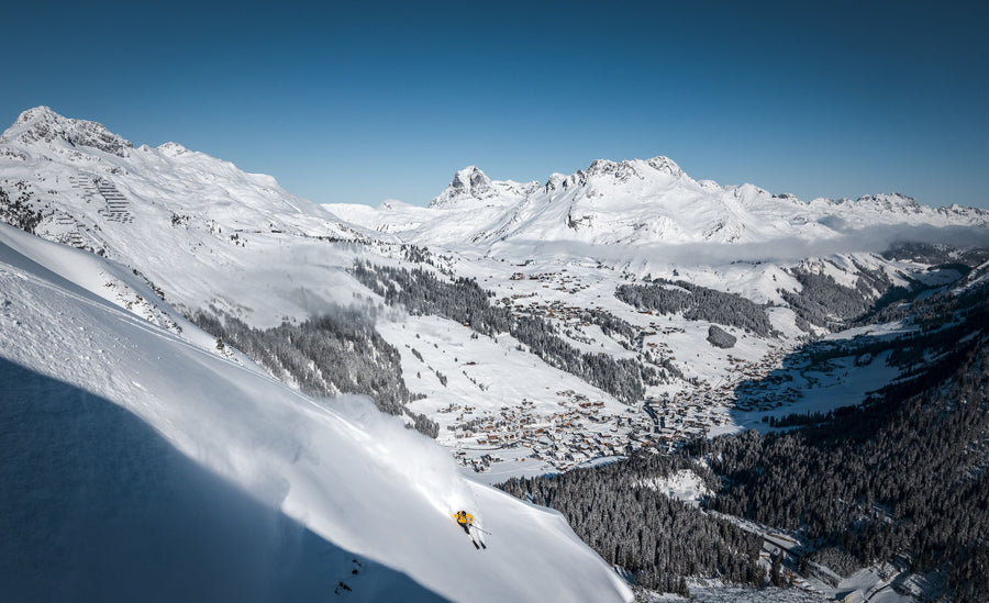 Skiing the Alps Mural Wallpaper