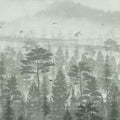 Misty Green Forest Mural Wallpaper - pure wallpaper artwork