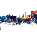 Kolkata (Calcutta) India Skyline Blue & Bronze Mural Wallpaper - pure wallpaper artwork