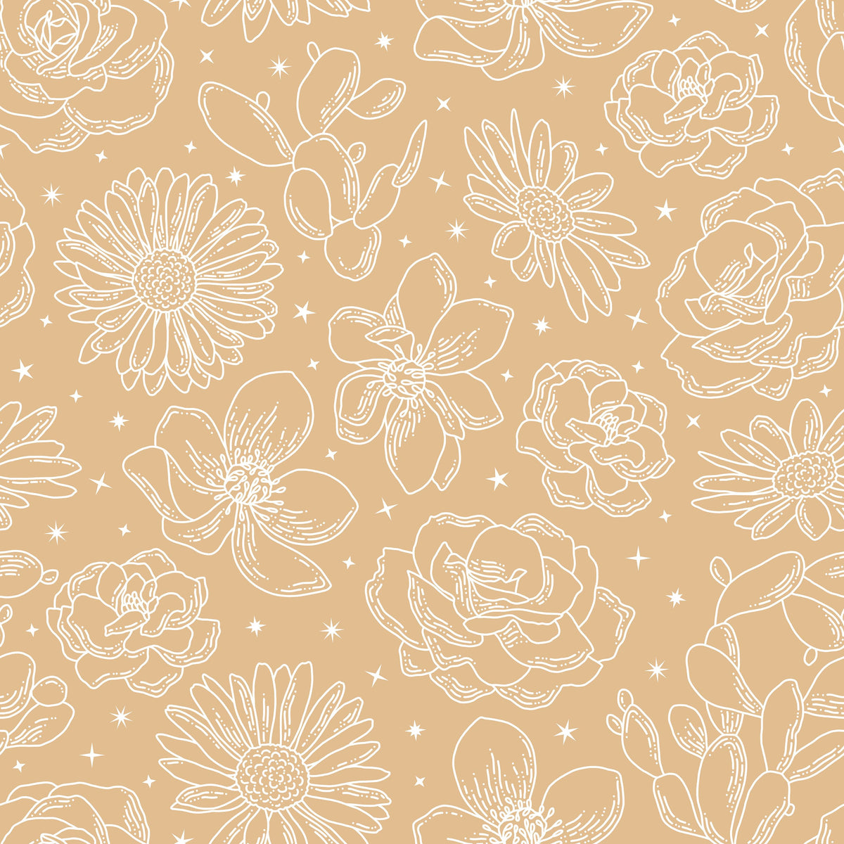 Sky Flowers Gold Mural Wallpaper - pure wallpaper artwork