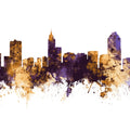 Raleigh North Carolina Skyline Purple & Gold Mural Wallpaper - pure wallpaper artwork