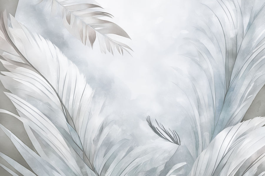 Feathers Magic Blue Mural Wallpaper