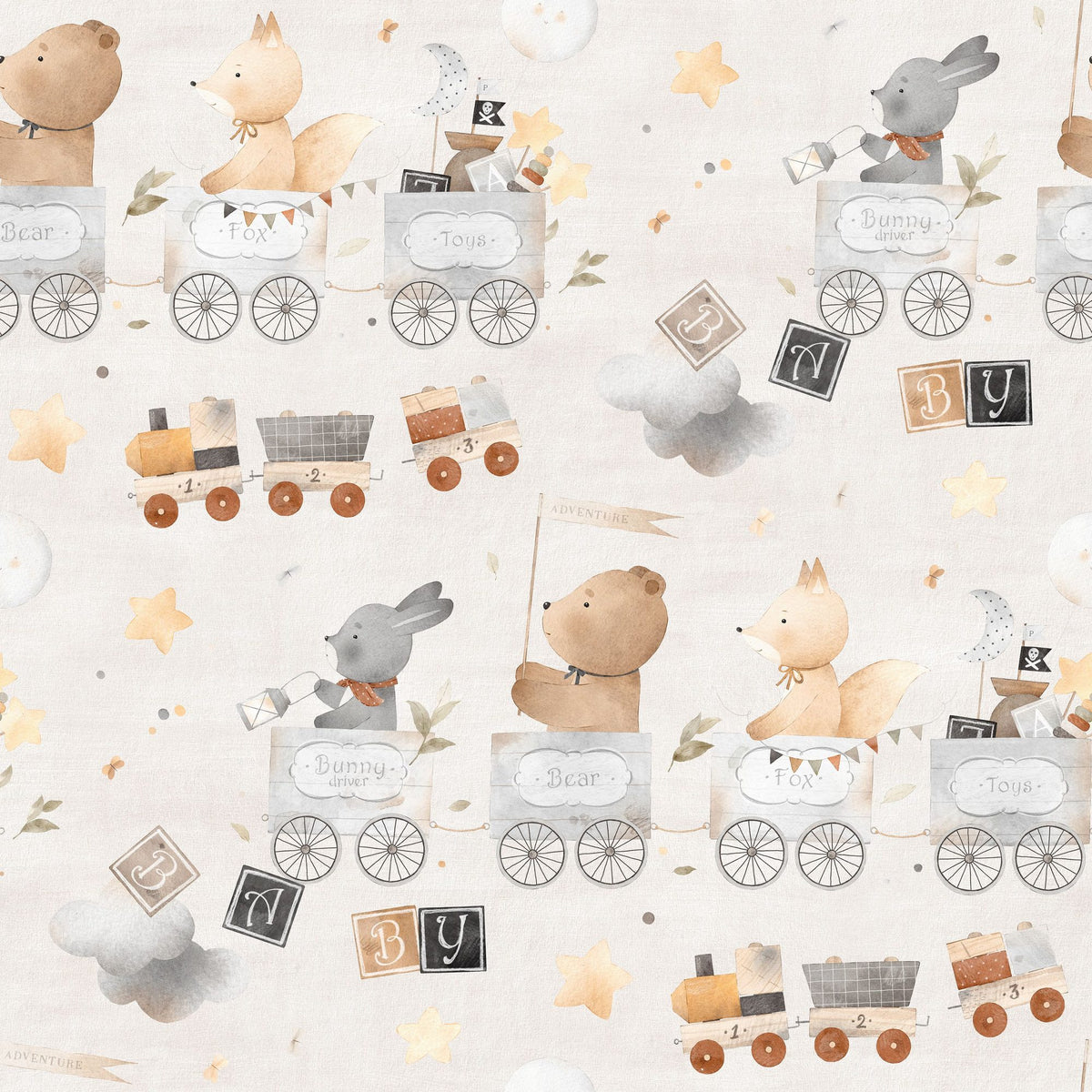 Sky Train, Light Beige Mural Wallpaper - pure wallpaper artwork