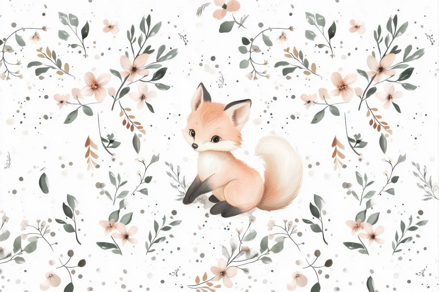 Fox Flower Mural Wallpaper