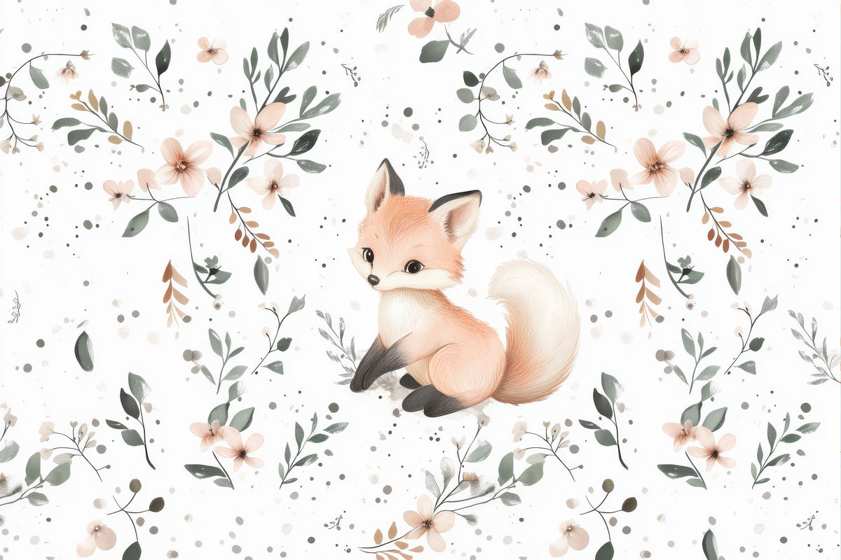 Fox Flower Mural Wallpaper - pure wallpaper artwork