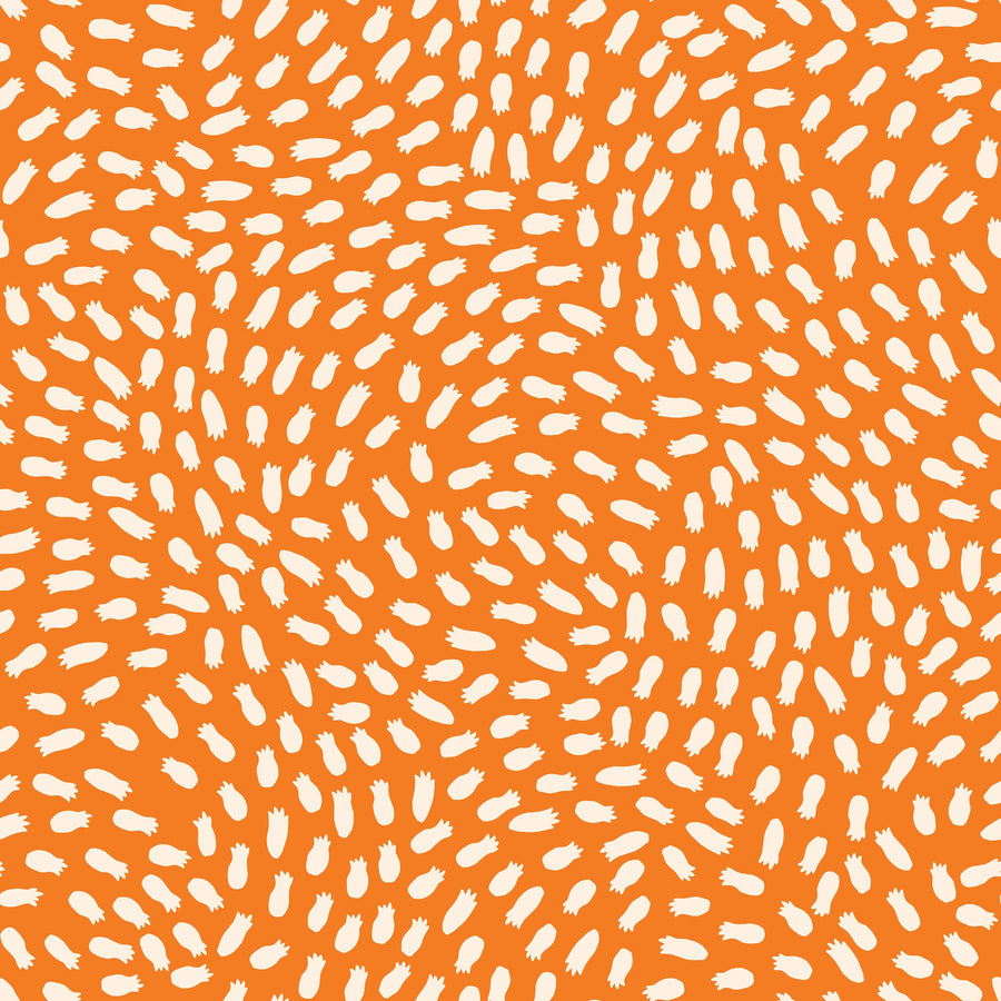 Petals on Orange Mural Wallpaper