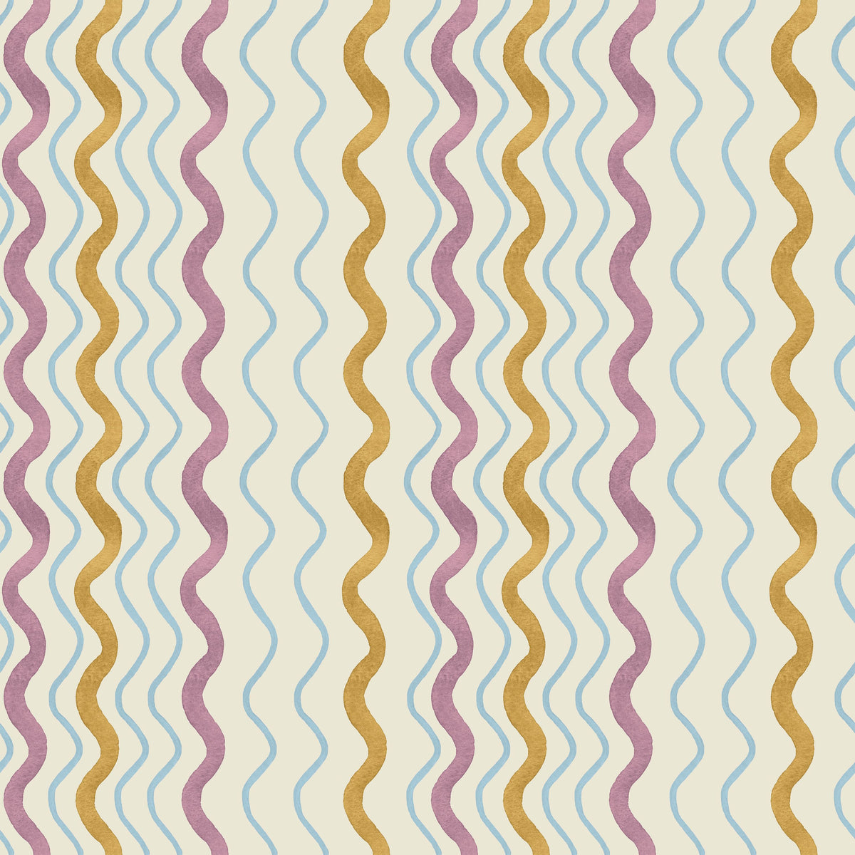 Wavy Stripes, Purple & Mustard Mural Wallpaper - pure wallpaper artwork