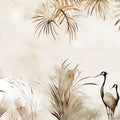Cranes in a Field Yellow Mural Wallpaper - pure wallpaper artwork