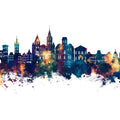 Trier Germany Skyline Blue & Bronze Mural Wallpaper - pure wallpaper artwork