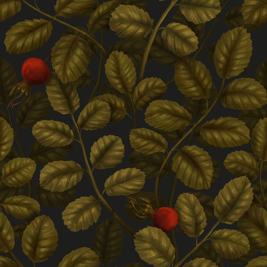Rose Hips Mural Wallpaper