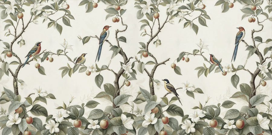 Bird Harmony, Cream Mural Wallpaper