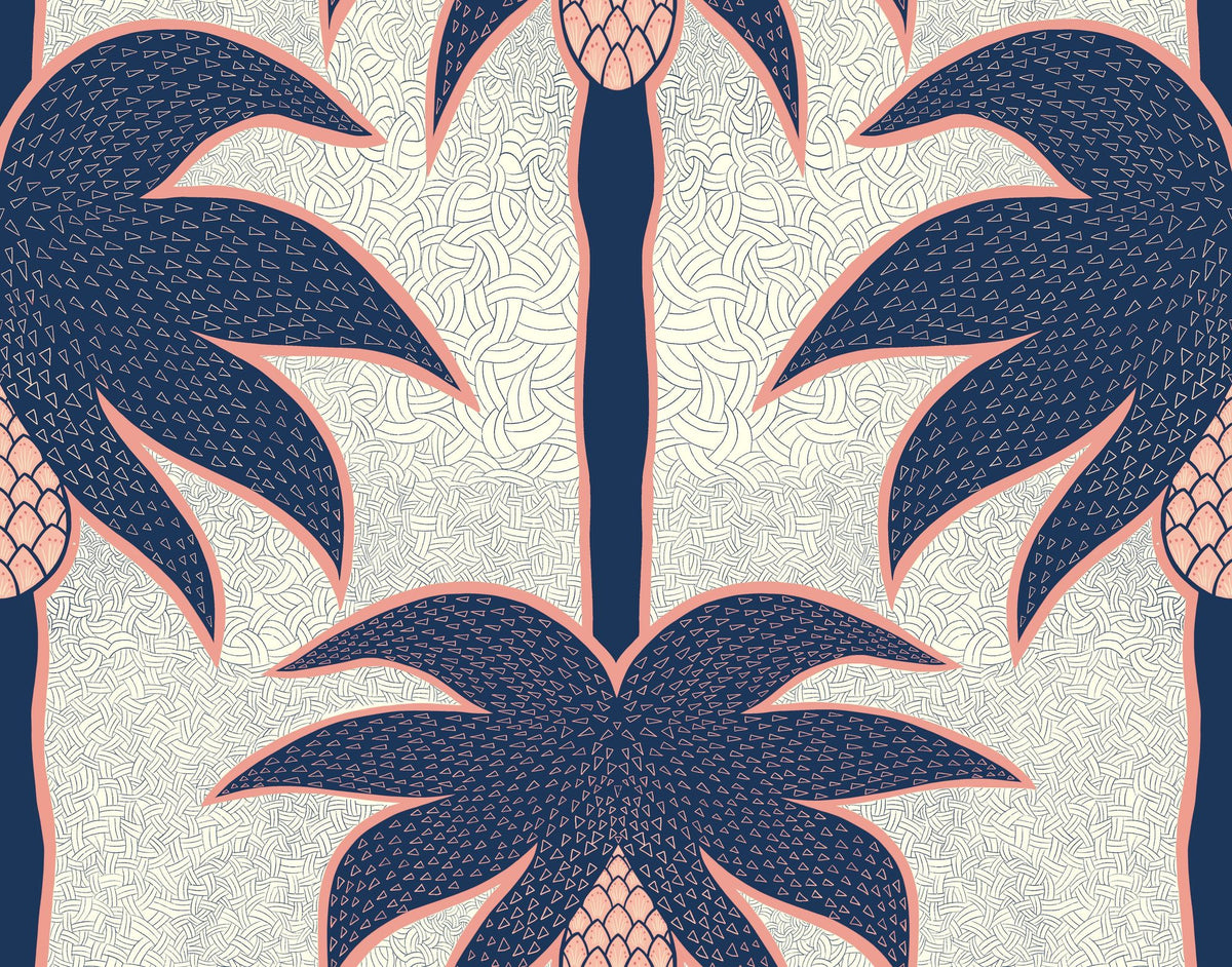 Graphic Palms, Navy Mural Wallpaper - pure wallpaper artwork