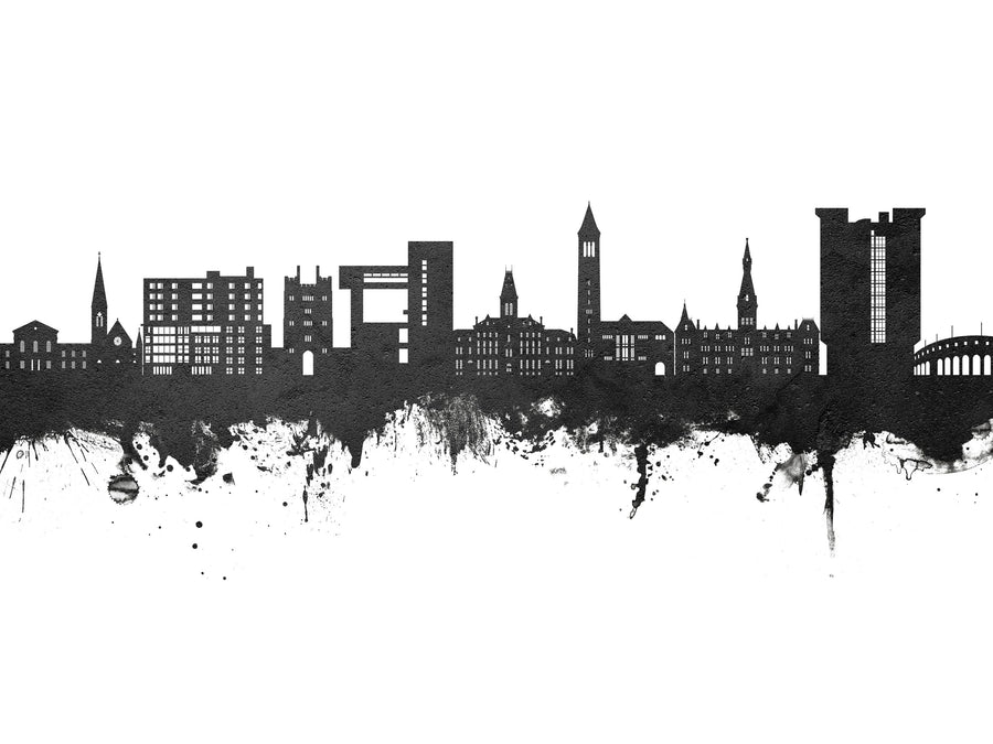 Ithaca New York Skyline Black & White Mural Wallpaper