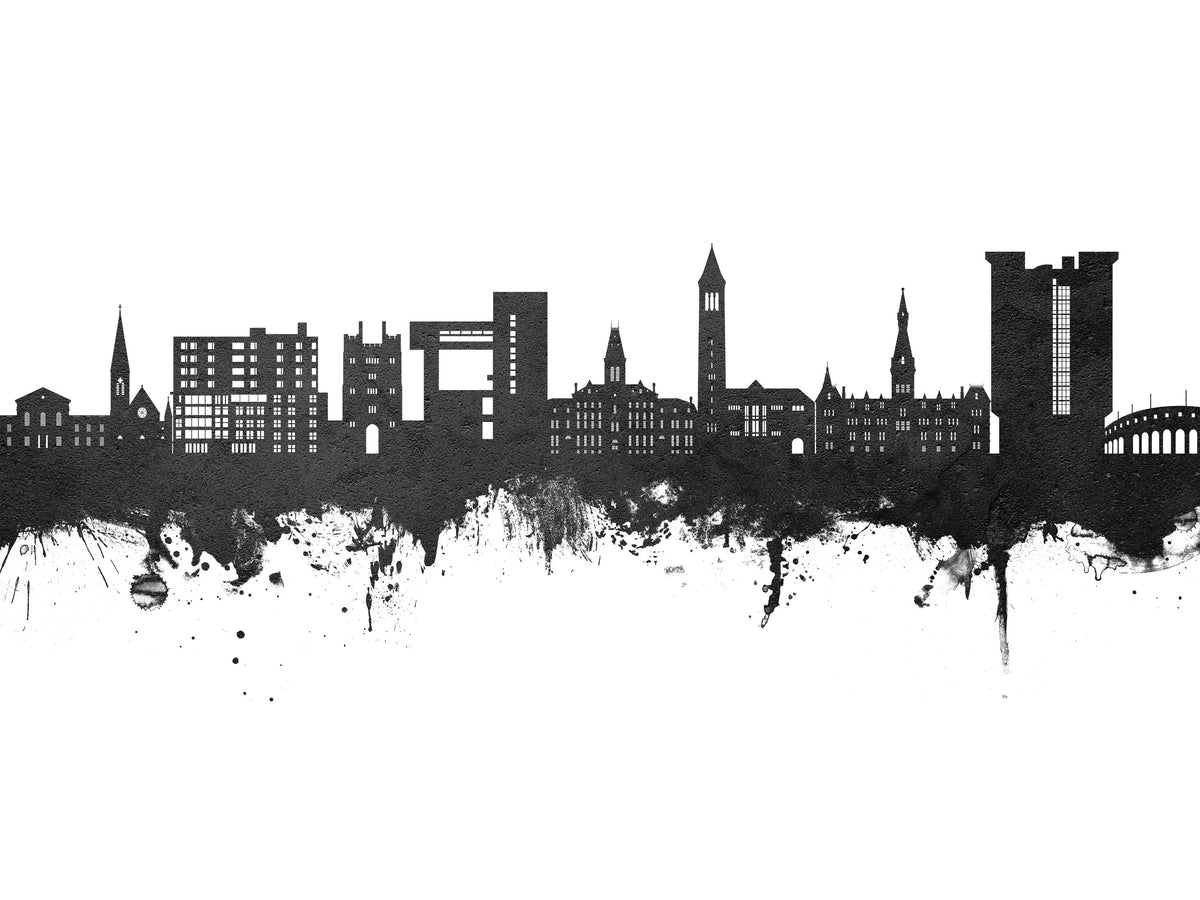 Ithaca New York Skyline Black & White Mural Wallpaper - pure wallpaper artwork