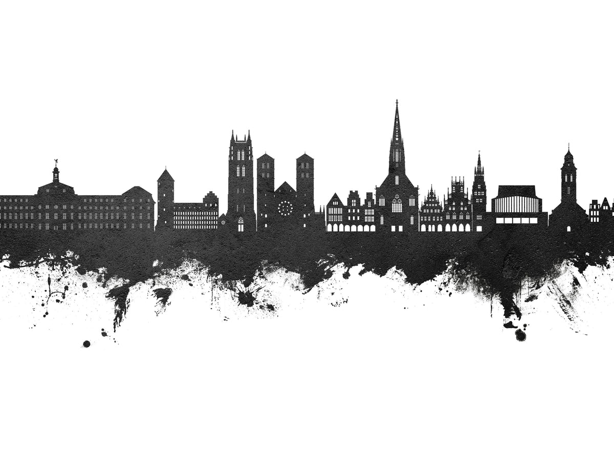 Münster Germany Skyline Black & White Mural Wallpaper - pure wallpaper artwork