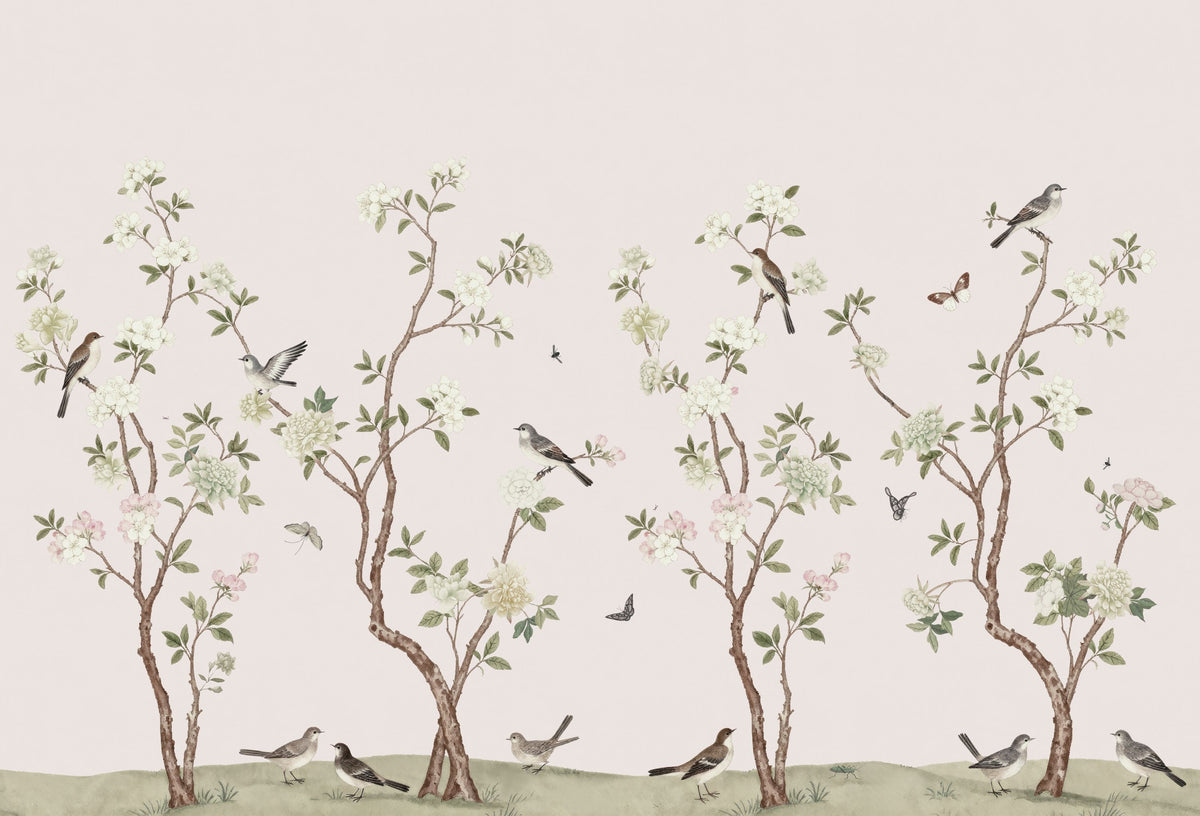 Peony Tree, Petal Pink Mural Wallpaper - pure wallpaper artwork