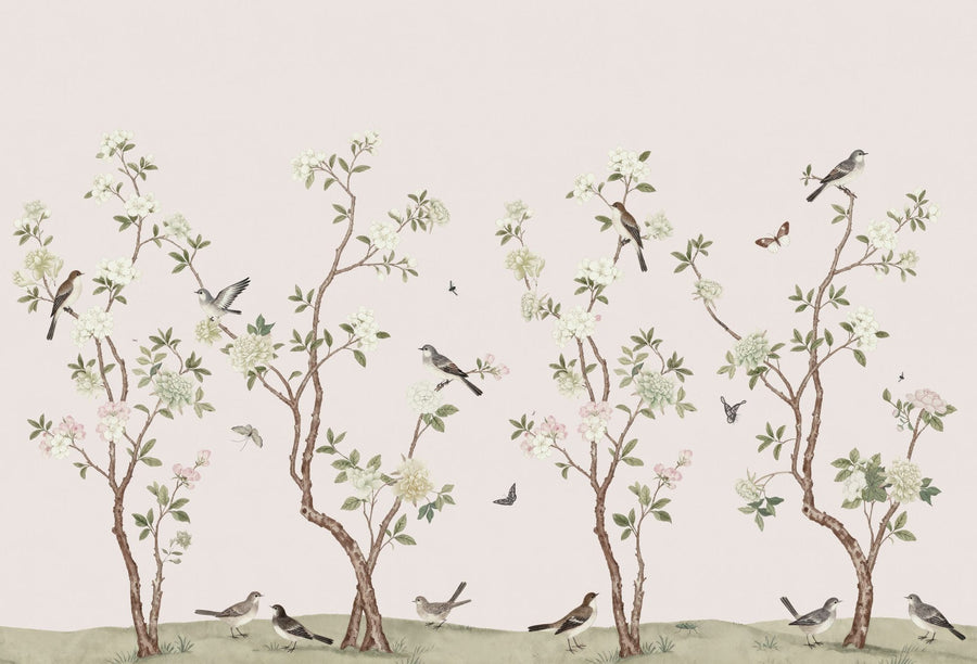 Floral Wallpaper Mural – Flower Wallpaper – Peony Tree, Petal Pink printable artwork
