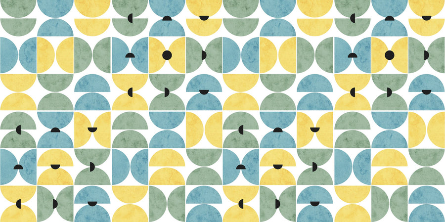Homley Retro Shapes, Green Mural Wallpaper