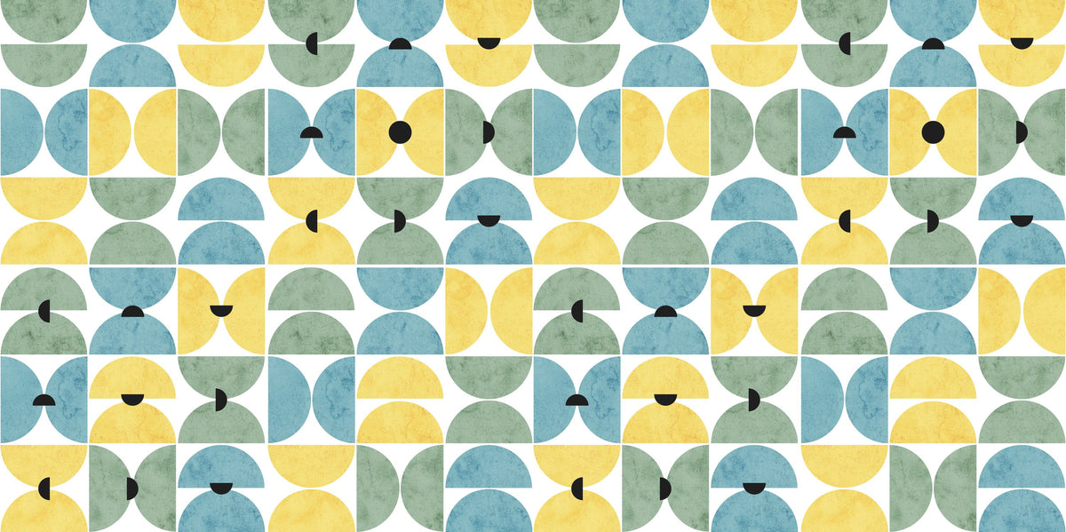 Homley Retro Shapes, Green Mural Wallpaper - pure wallpaper artwork