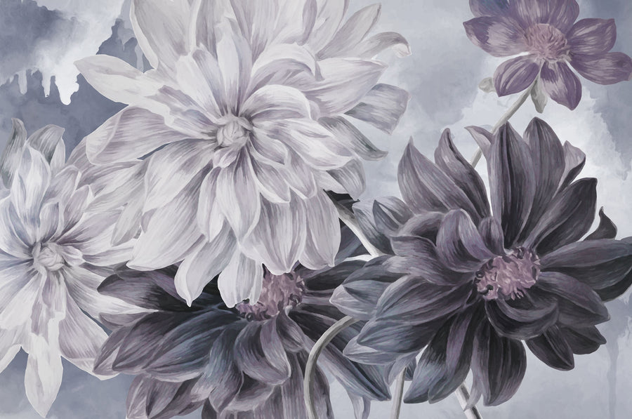 Focus on the Dahlia Gray Mural Wallpaper