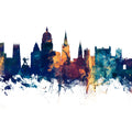 Nottingham England Skyline Blue & Bronze Mural Wallpaper - pure wallpaper artwork