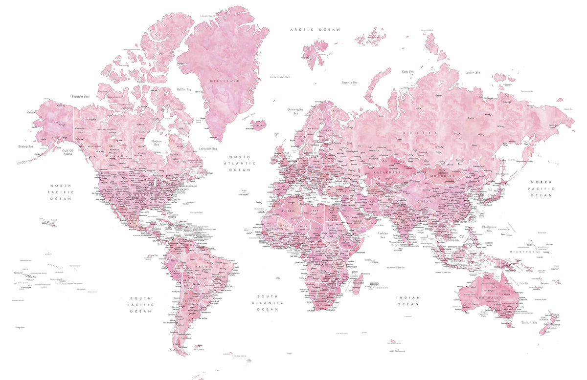 World Map Cities - Damla Mural Wallpaper - pure wallpaper artwork