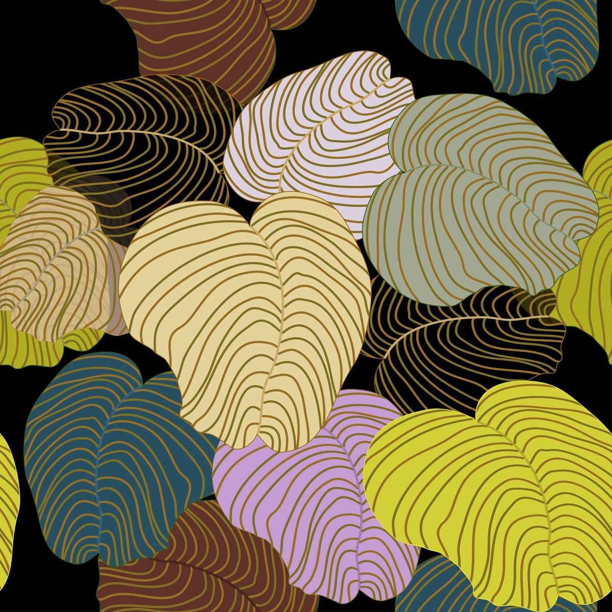 Funky Leaves Mural Wallpaper - pure wallpaper artwork