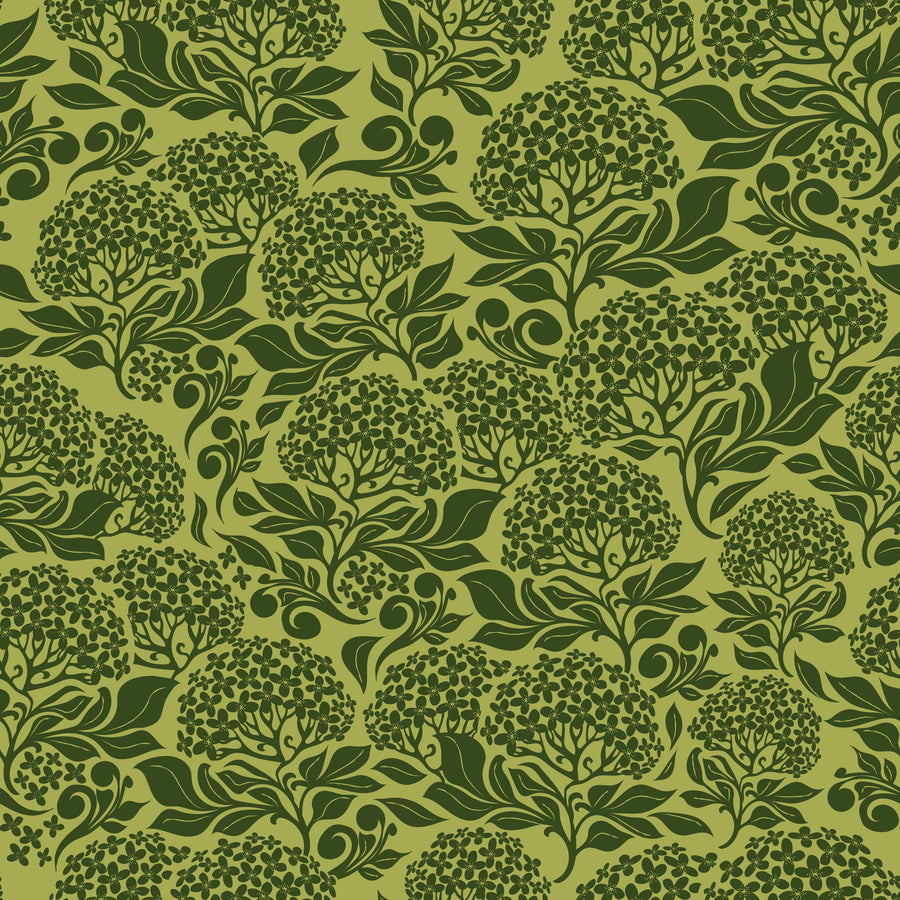 Hydrangea, Lime Mural Wallpaper