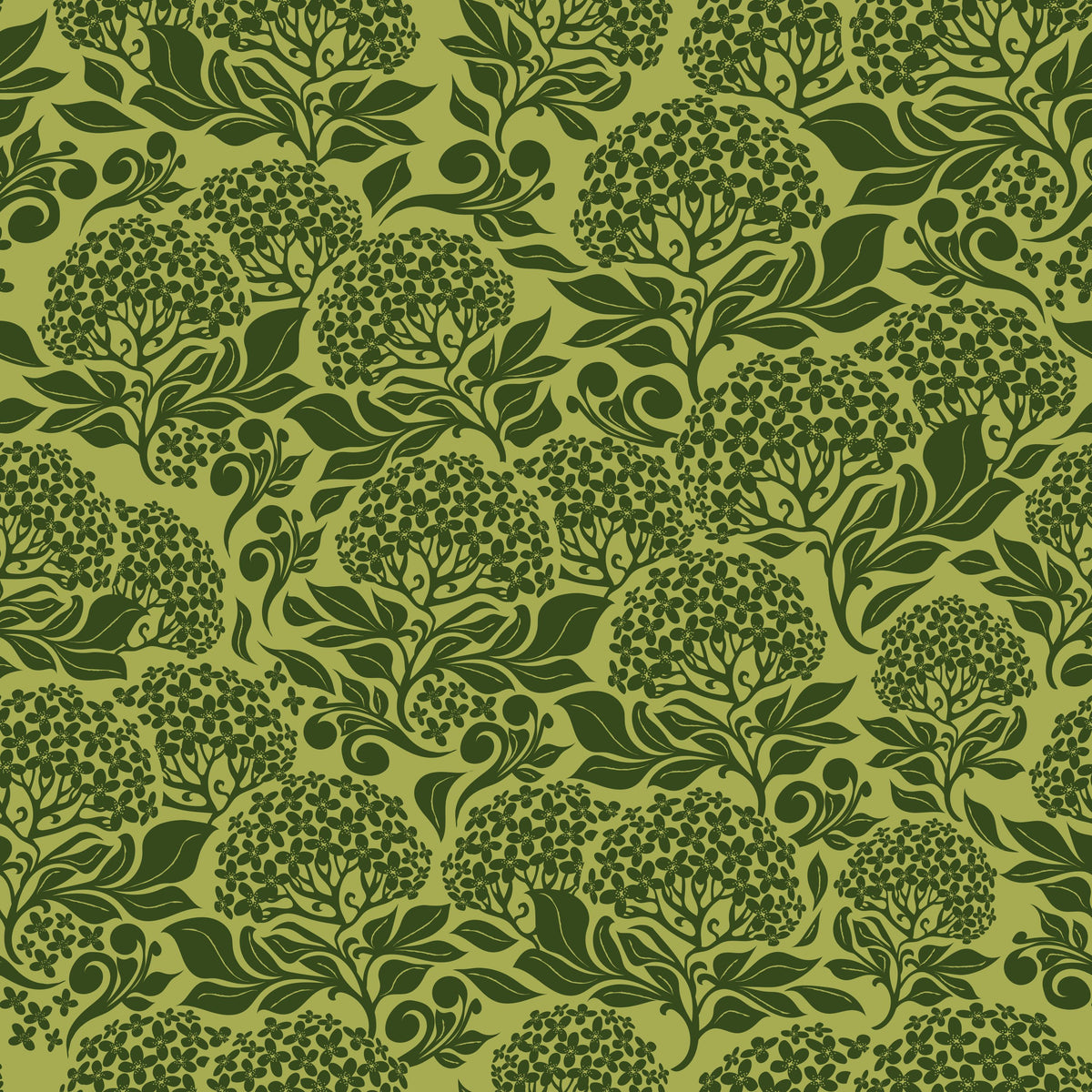 Hydrangea, Lime Mural Wallpaper - pure wallpaper artwork