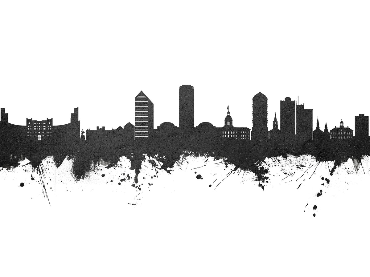 Tallahassee Florida Skyline Black & White Mural Wallpaper - pure wallpaper artwork