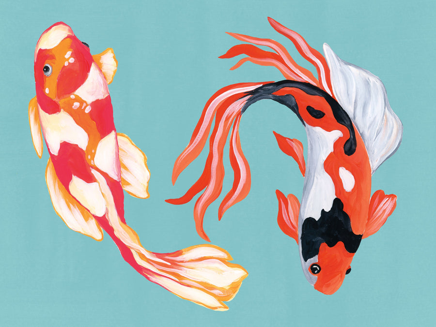 Colorful Koi V Mural Wallpaper