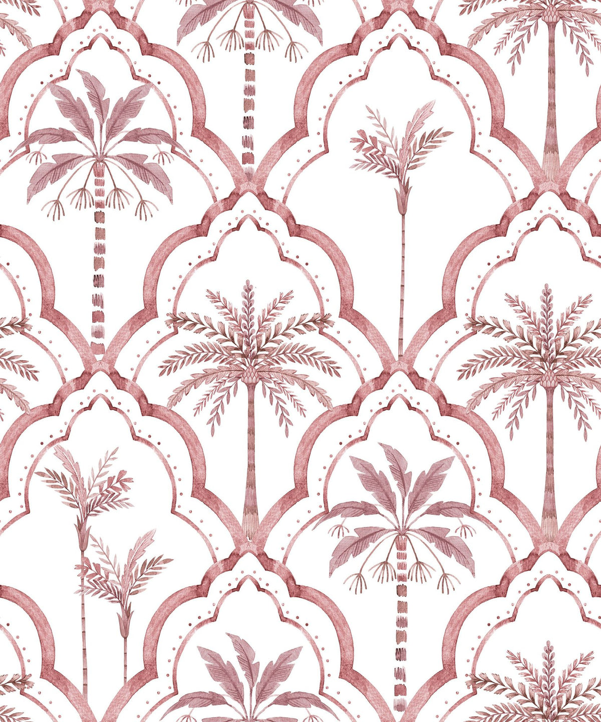 The Palm Lattice, Red Mural Wallpaper - pure wallpaper artwork