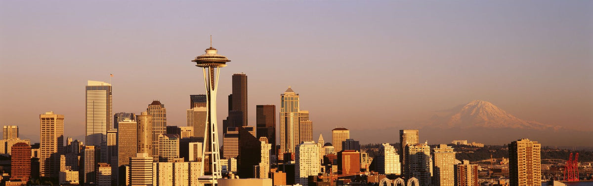 Golden Metropolis Dusk Mountain Mural Wallpaper - pure wallpaper artwork