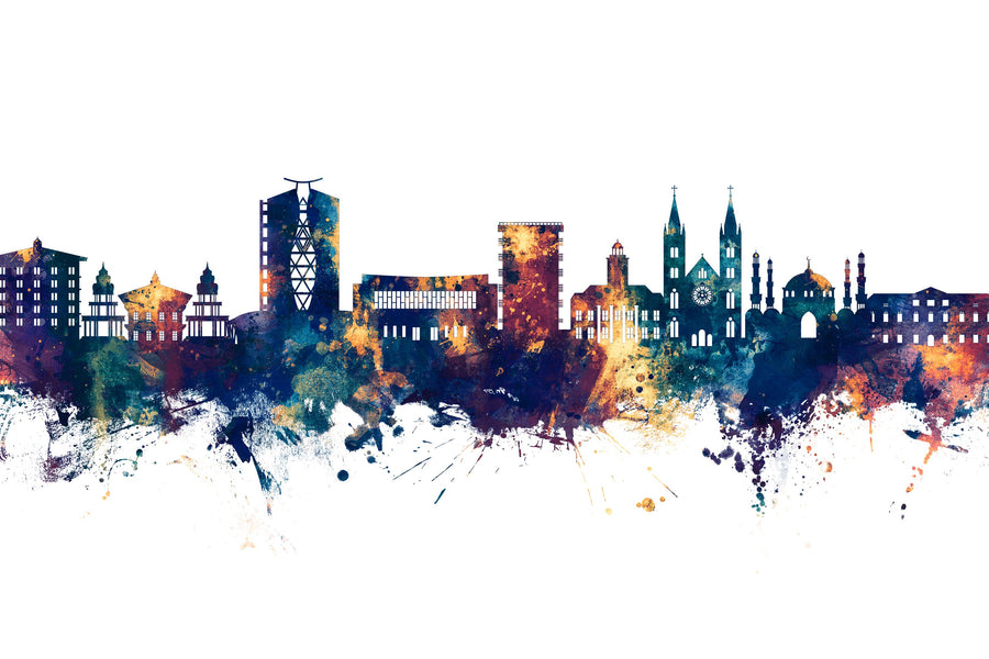 Paramaribo Suriname Skyline Blue & Bronze Mural Wallpaper