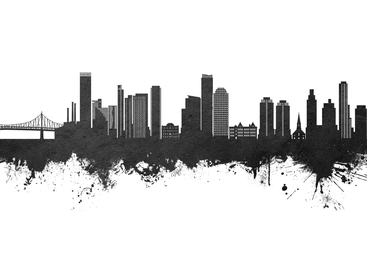 Queens New York Skyline Black & White Mural Wallpaper - pure wallpaper artwork
