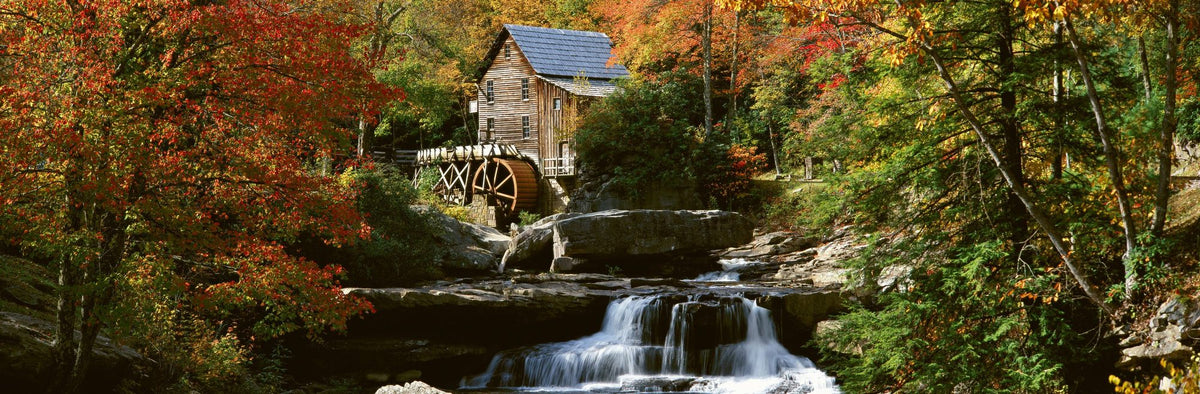 Autumn Watermill Haven Mural Wallpaper - pure wallpaper artwork