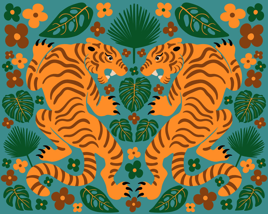 Otomi Tigers Mural Wallpaper