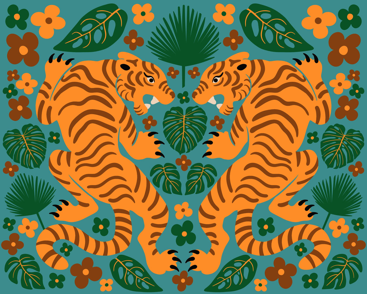 Otomi Tigers Mural Wallpaper - pure wallpaper artwork