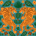 Otomi Tigers Mural Wallpaper - pure wallpaper artwork