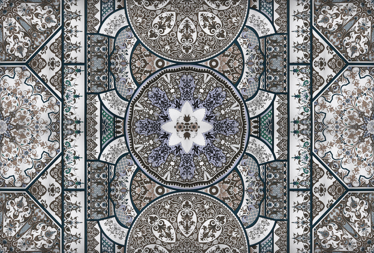 Eastern Tales, Brown & Lavender Mural Wallpaper - pure wallpaper artwork