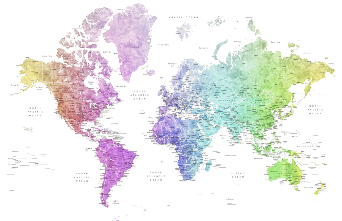 World Map Cities - Jude Mural Wallpaper - pure wallpaper artwork