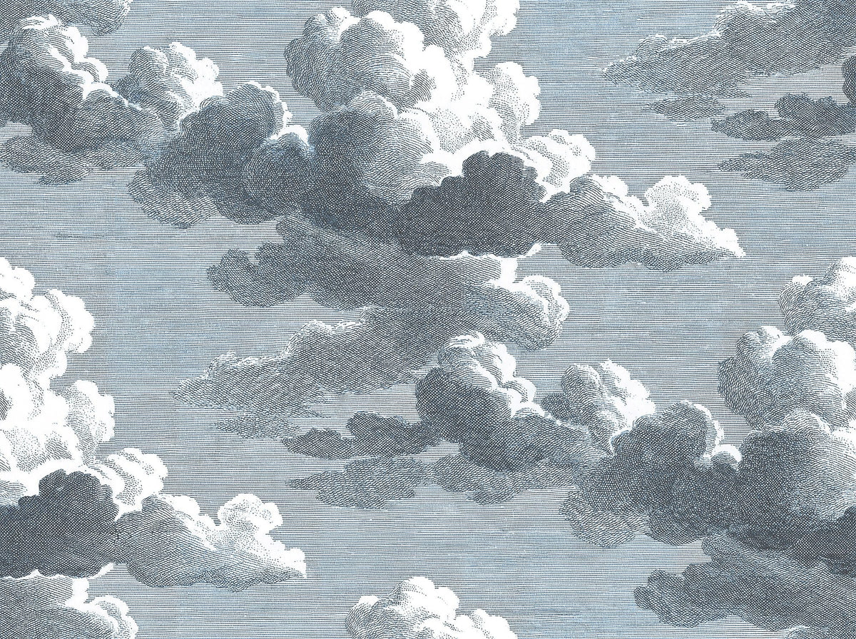 Intaglio Clouds Pattern, Ink Blue Mural Wallpaper - pure wallpaper artwork