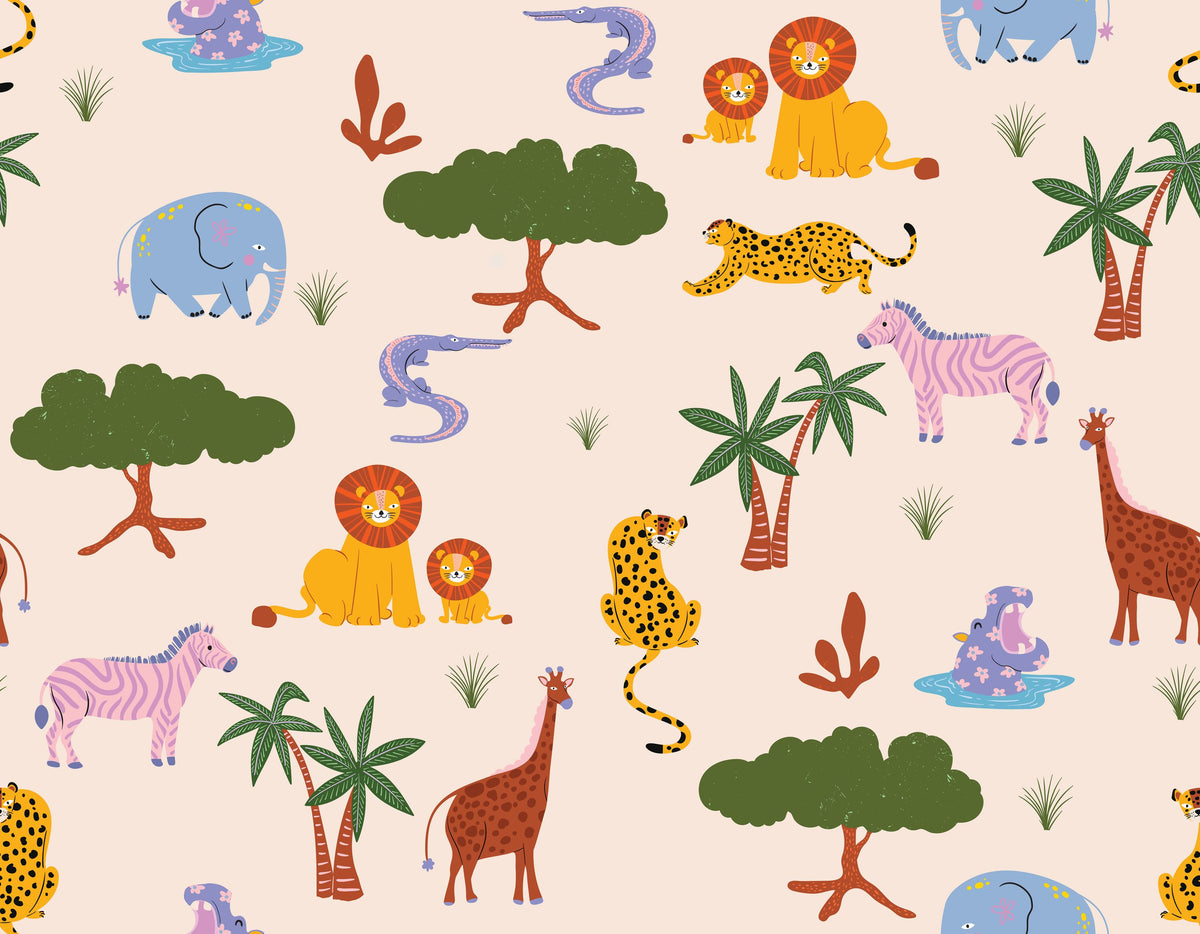 Funky Safari Pattern Mural Wallpaper - pure wallpaper artwork