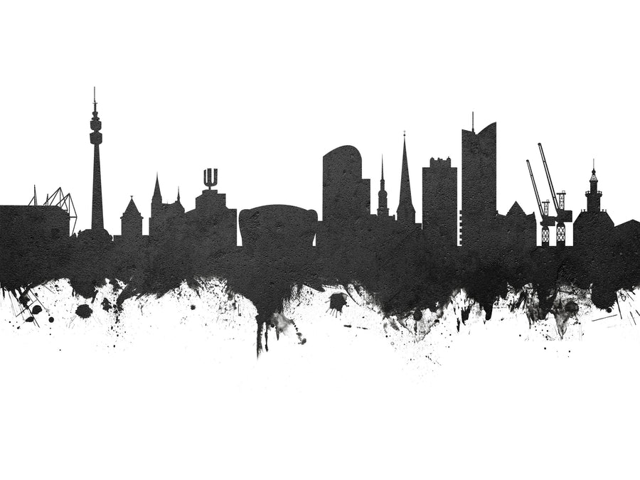 Dortmund Germany Skyline Black & White Mural Wallpaper