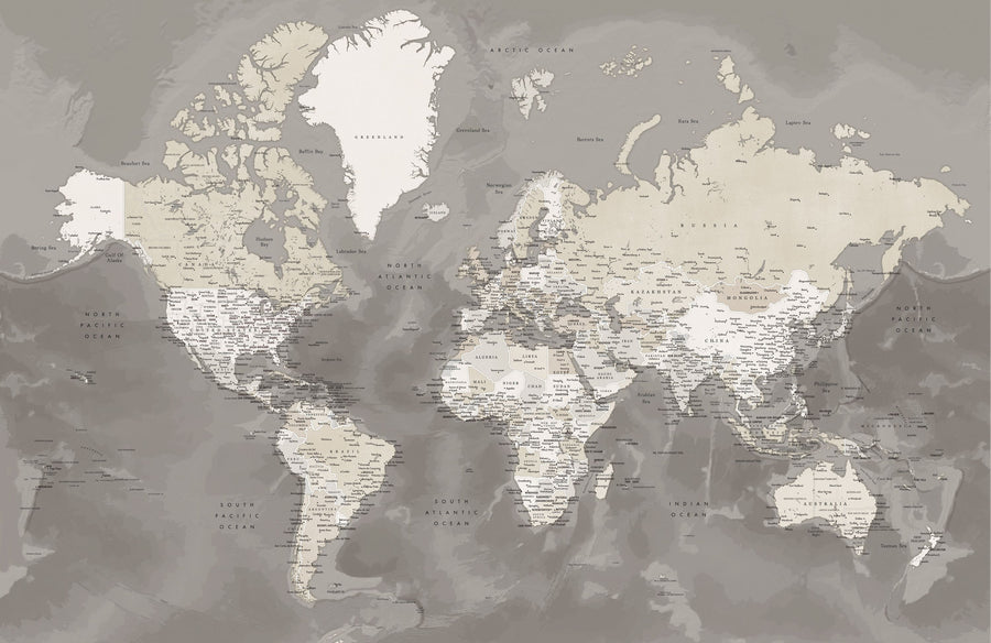 World Map Cities - Davey Mural Wallpaper