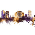 Norfolk Virginia Skyline Purple & Gold Mural Wallpaper - pure wallpaper artwork