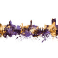 Bloomington Indiana Skyline Purple & Gold Mural Wallpaper - pure wallpaper artwork