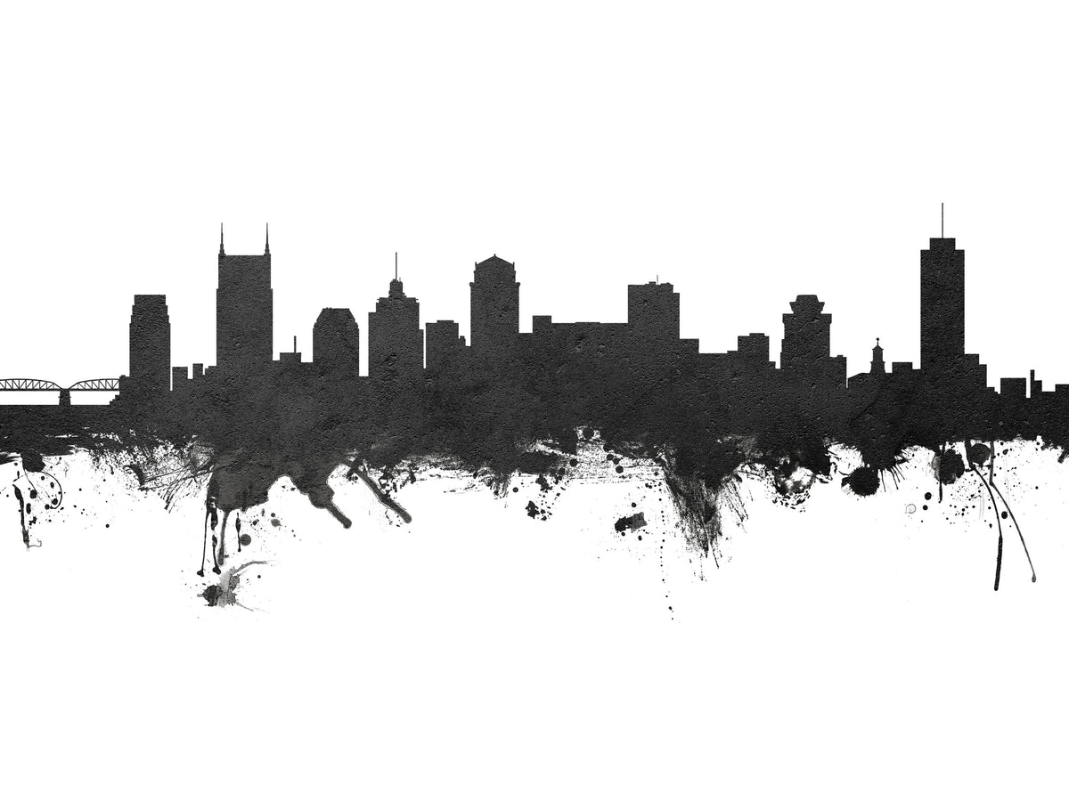 Nashville Tennessee Skyline Black & White Mural Wallpaper - pure wallpaper artwork