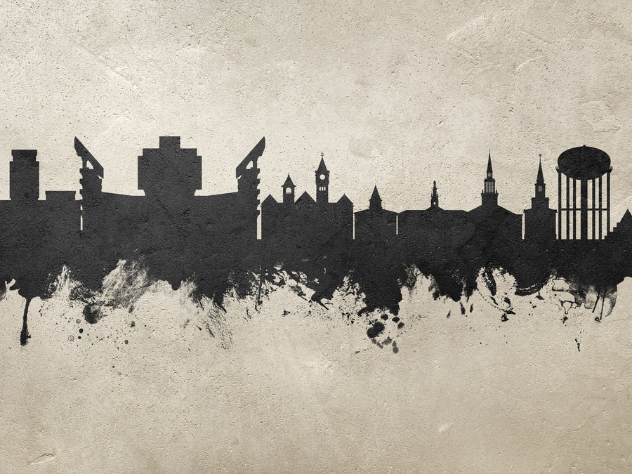Auburn Alabama Skyline Concrete Mural Wallpaper