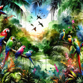Watercolor Jungle Mural Wallpaper - pure wallpaper artwork